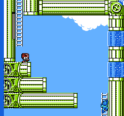 A screenshot of a room in Dive Man's stage. It shows Eddie walking right towards a big hole in the floor